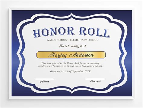 Honor Roll Certificate Template 4