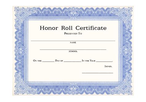 Honor Roll Certificate Templates Free