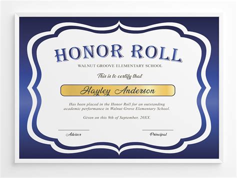 Honor Roll Certificates for Elementary School