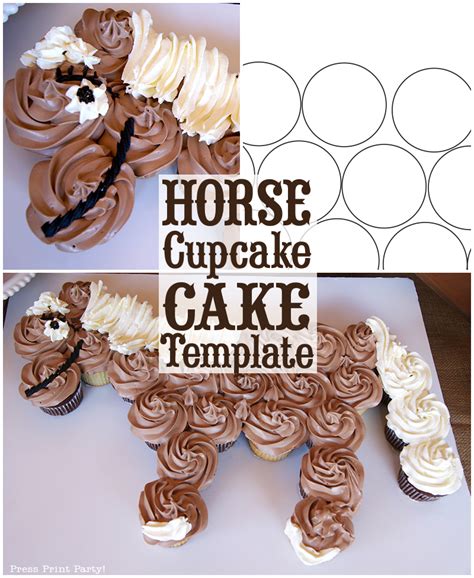 Horse cupcake cake template