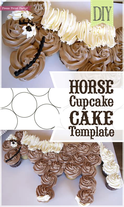 Horse cupcake cake template materials