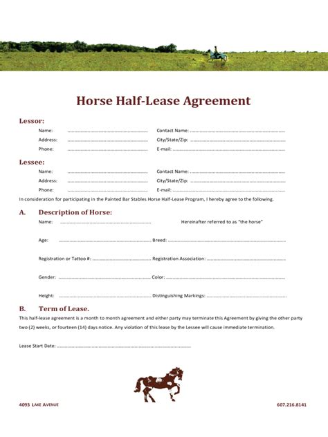 Horse Lease Agreement Template 6