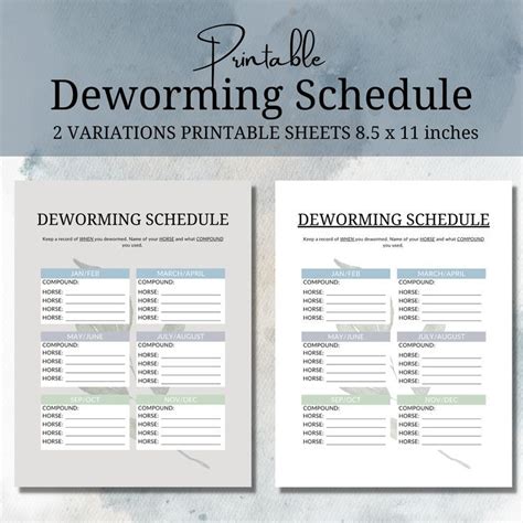 Horse worming schedule template example 1