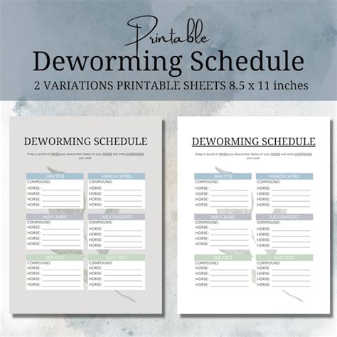 Horse worming schedule template example 4