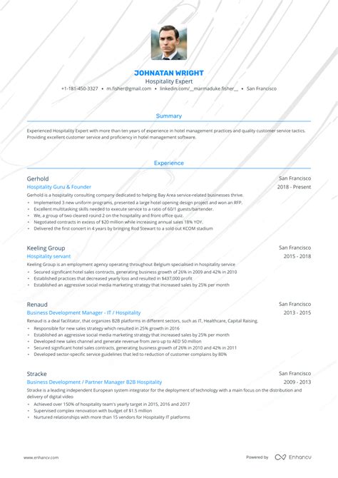 Hospitality Resume Education