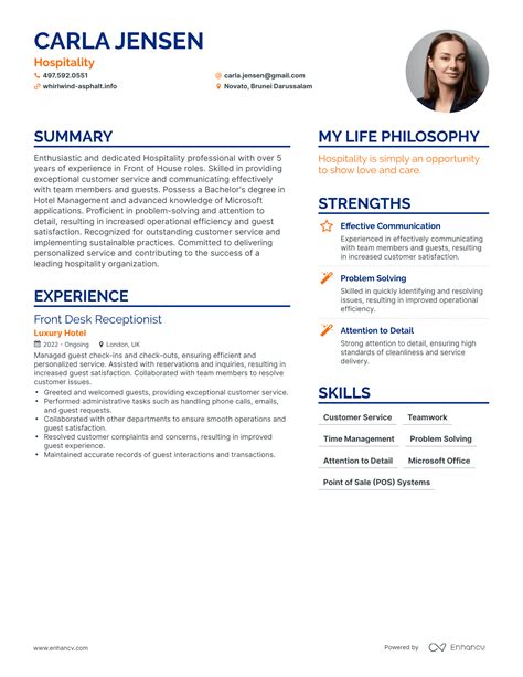 Hospitality Resume Examples