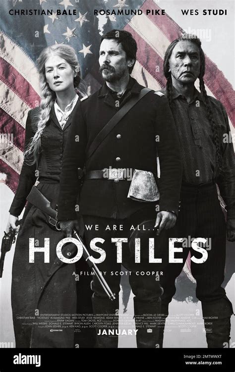 Christian Bale, Rosamund Pike, and Wes Studi in Hostiles