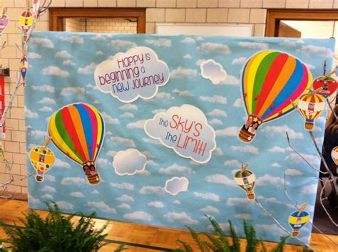 A colorful hot air balloon soaring above the ground