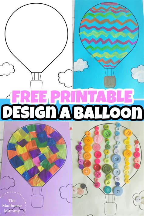 A hot air balloon surrounded by craft supplies and creative projects