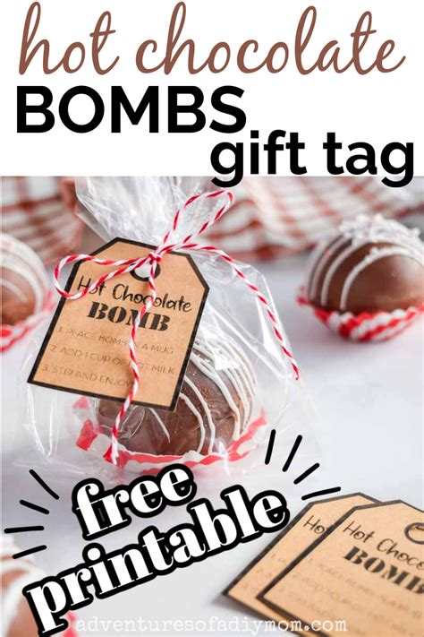 Hot chocolate bomb gift tag with snowflakes