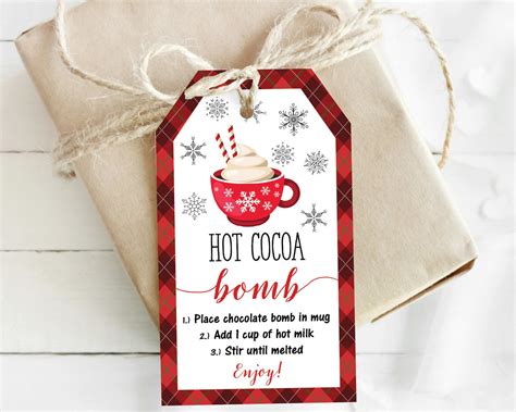 Hot chocolate bomb gift tag with snowman