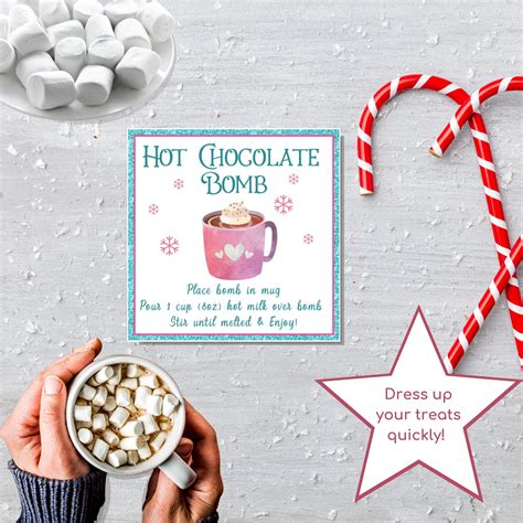 Hot chocolate bomb gift tag with holly