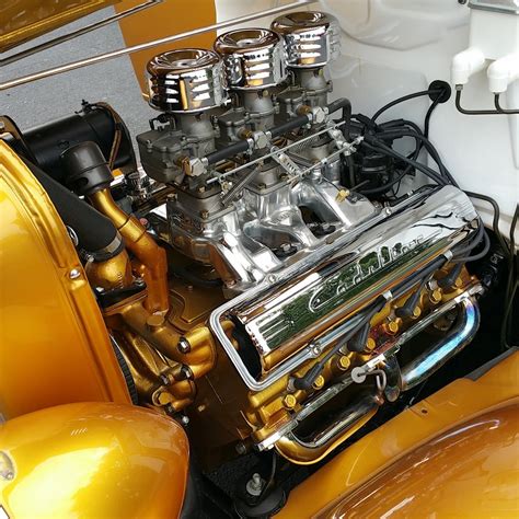 A hot rod engine on display