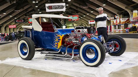 A hot rod show car on display