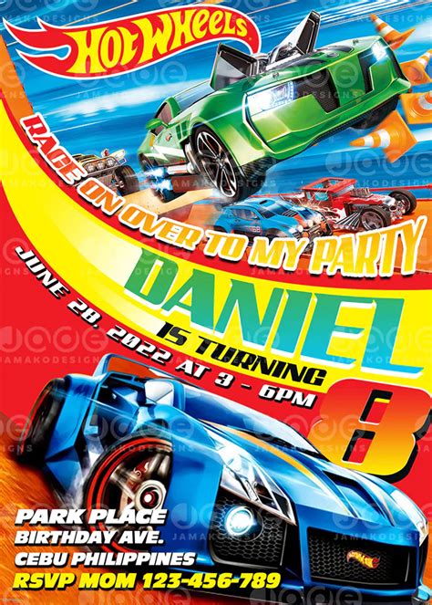 Hot Wheels Birthday Invitation Template