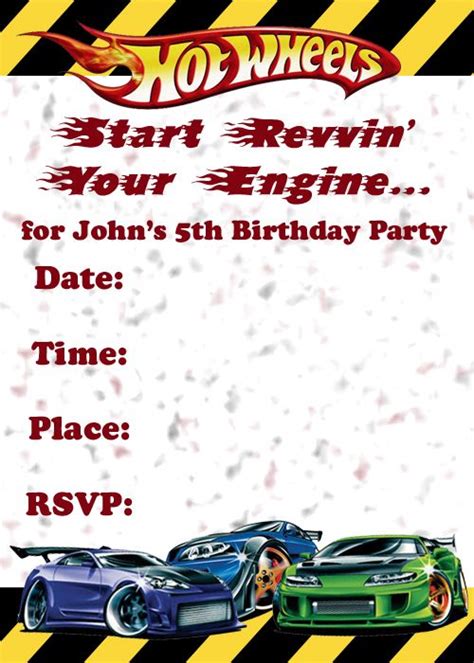 Hot Wheels City Invitation Template