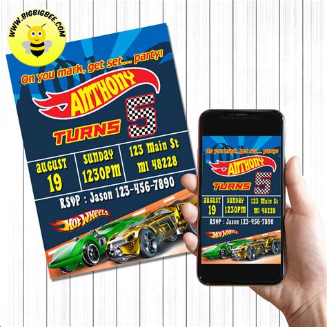 Hot Wheels Invitation Templates