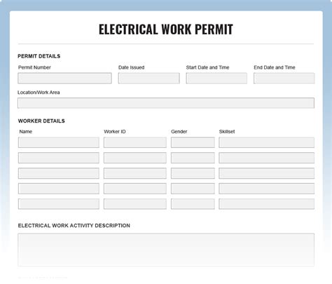 Hot Work Permit for Electrical Work