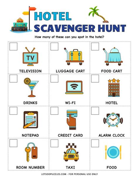 Hotel Amenities Scavenger Hunt