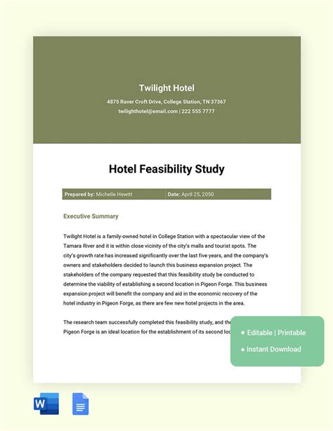 Hotel Feasibility Study Template 1