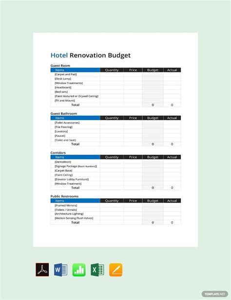 Hotel Renovation Budget Template 1