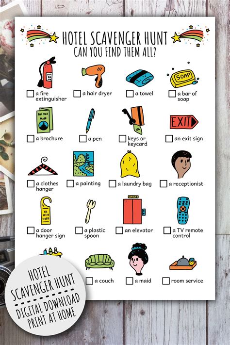 Hotel Scavenger Hunt Printable for Kids