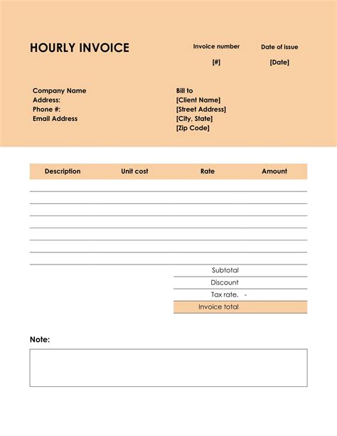 Hourly Invoice Template in Word