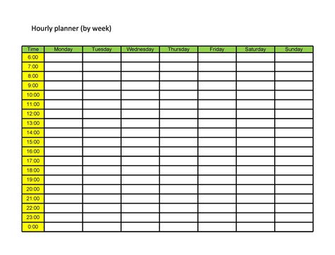 Hourly planner printable with review section