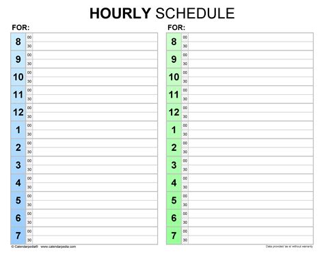 Hourly Schedule Template