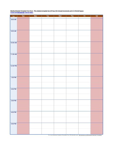 Hourly Work Schedule Template PDF