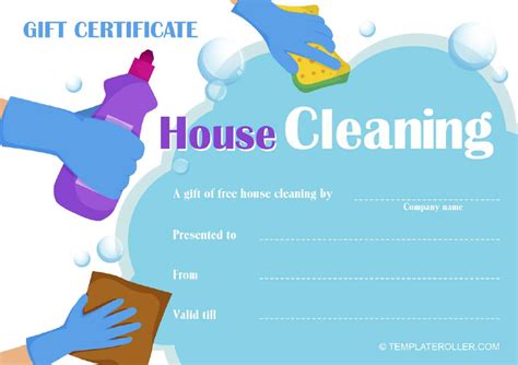 House Cleaning Gift Certificate Template Design 1