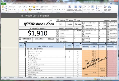 House Flipping Excel Template Download Free