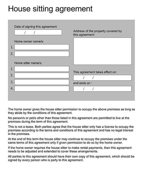 House Sitting Agreement Sample