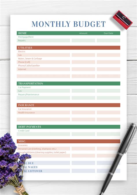 Household Budget Template