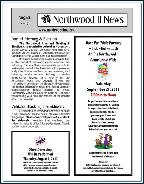 HOA Newsletter Templates