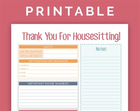 House Sitting Instructions Template