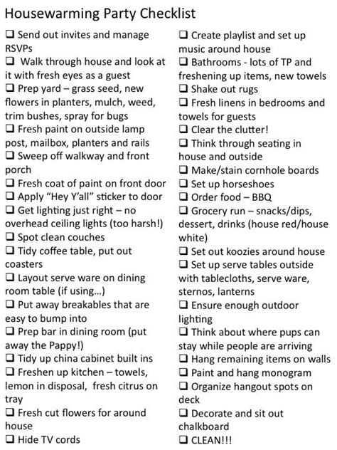 Housewarming Party Checklist