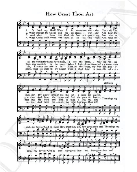 A printable of the hymn How Great Thou Art with a nature theme