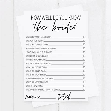 How Well Do You Know the Bride Template