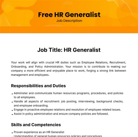 HR Generalist Template