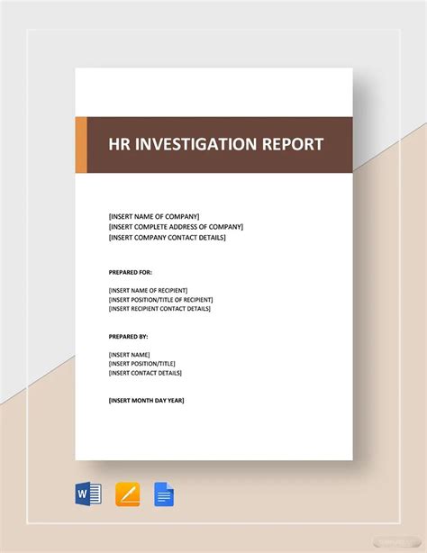 HR Investigation Report Template Structure