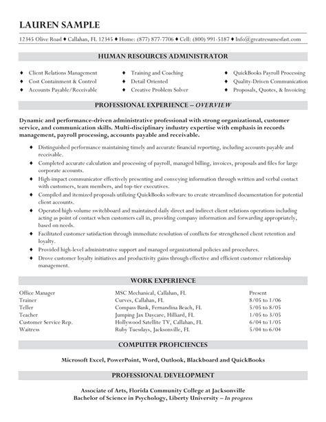 HR Resume Format