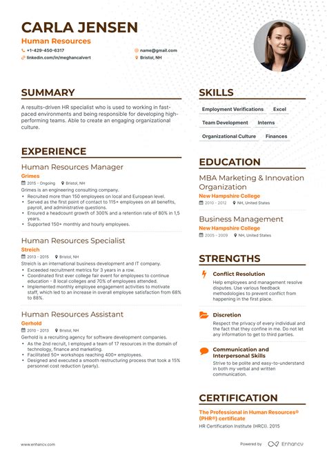 HR Resume Layout