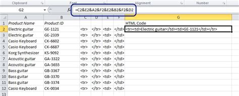 HTML Table to Excel