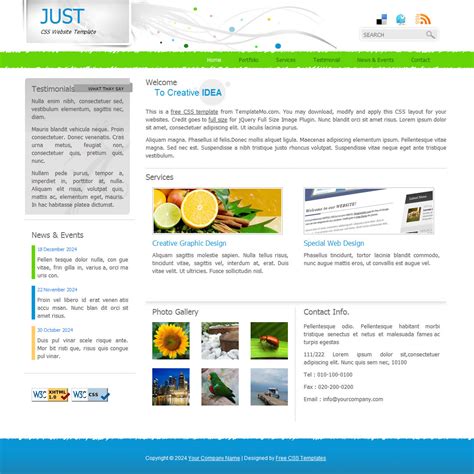 Regularly updated HTML template example