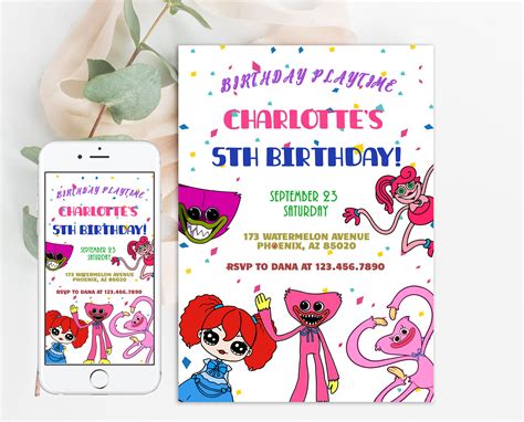 Huggy Wuggy Invitation Templates