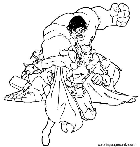 Hulk and Thor coloring page