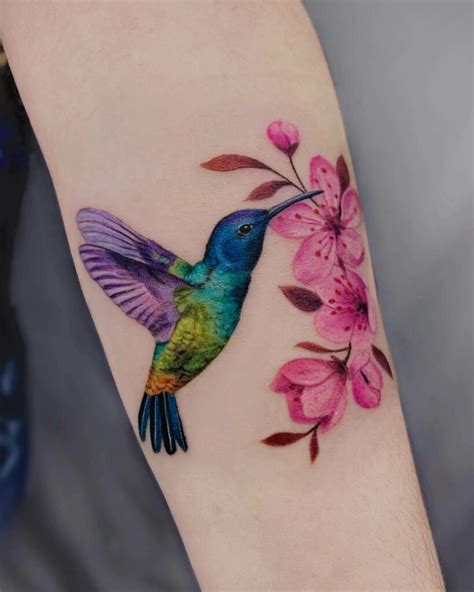 Description of Hummingbird flower tattoo design