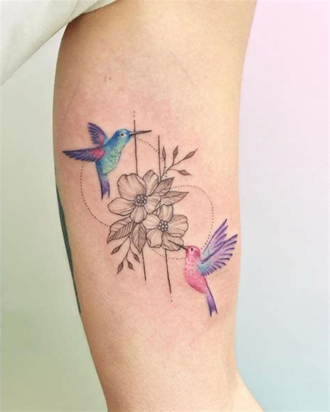 Description of Hummingbird flower tattoo ideas for women