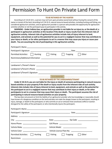 Hunting permission form PDF